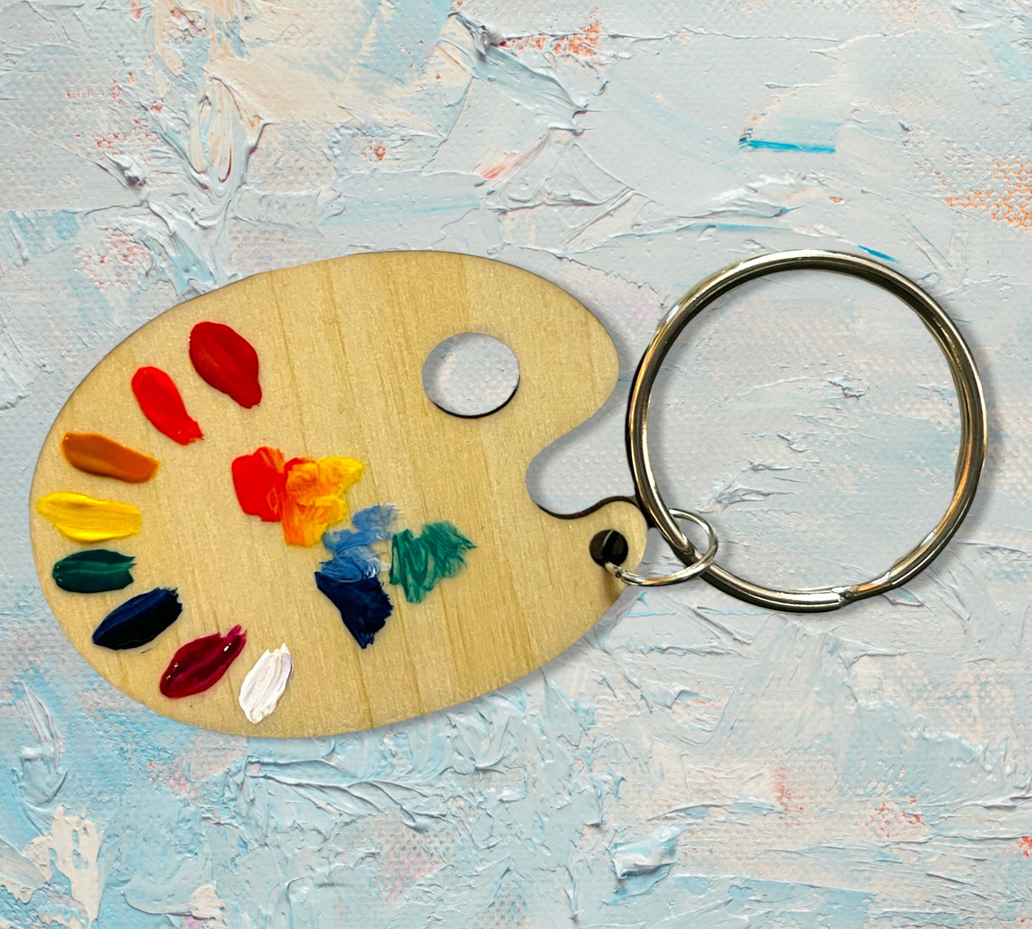 Wooden Artist Palette Keychain