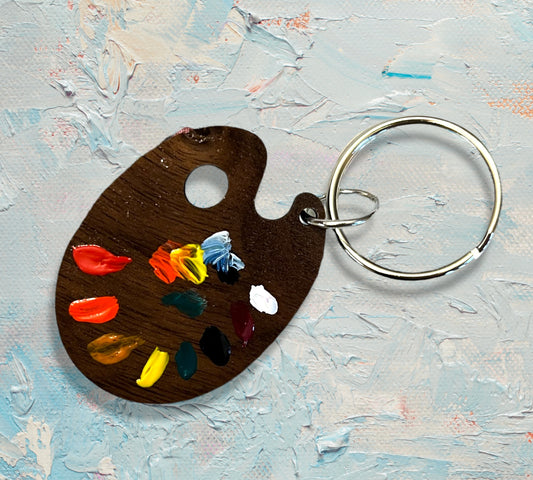 Wooden Artist Palette Keychain