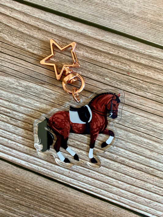 Bay Dressage Horse Acrylic Keychain