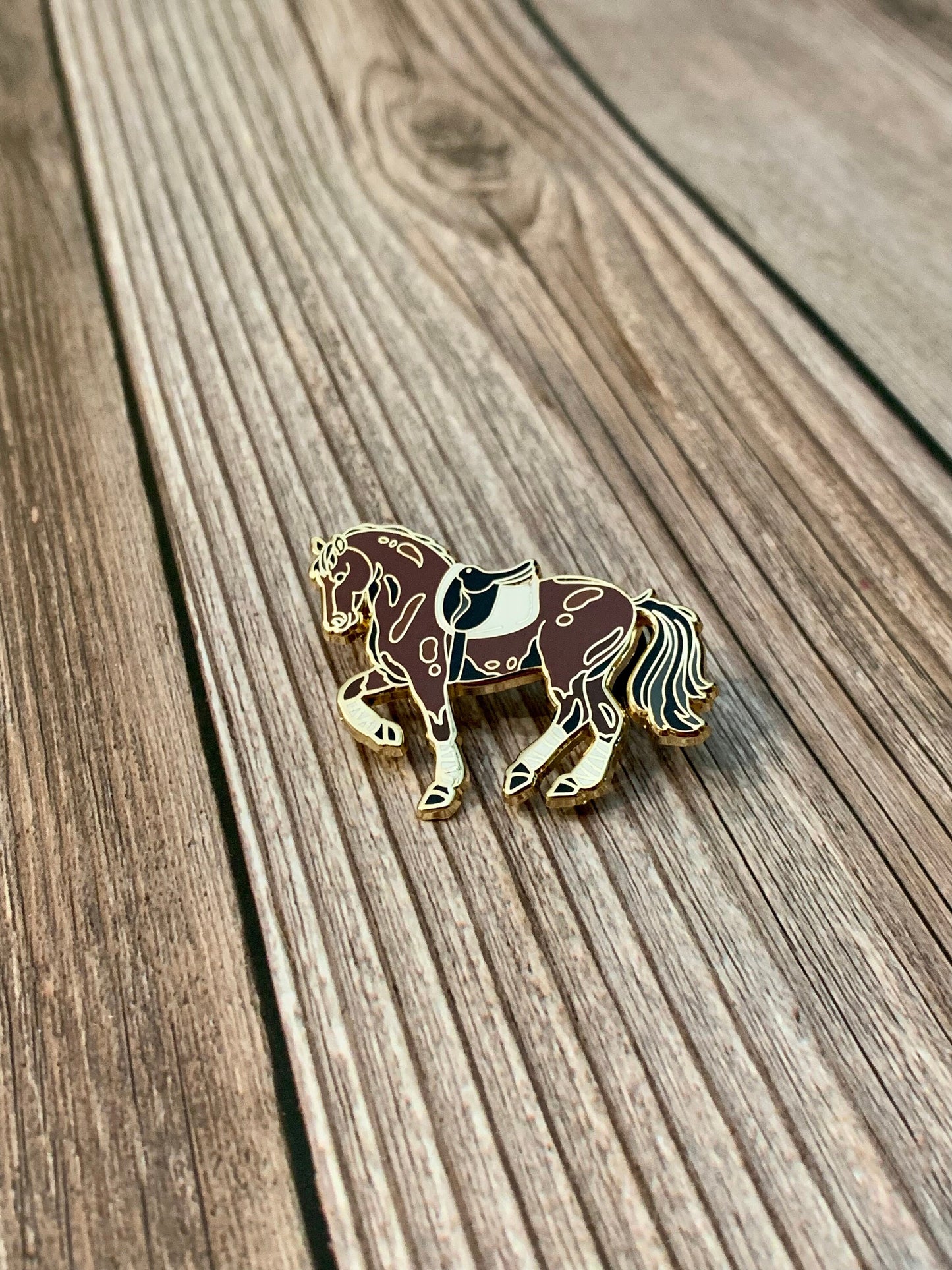 Bay Dressage Horse Enamel Pin