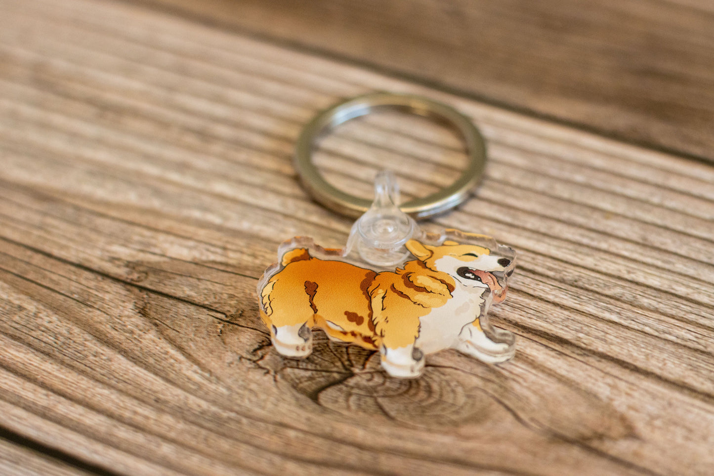 Tan Corgi Dog Acrylic Keychain