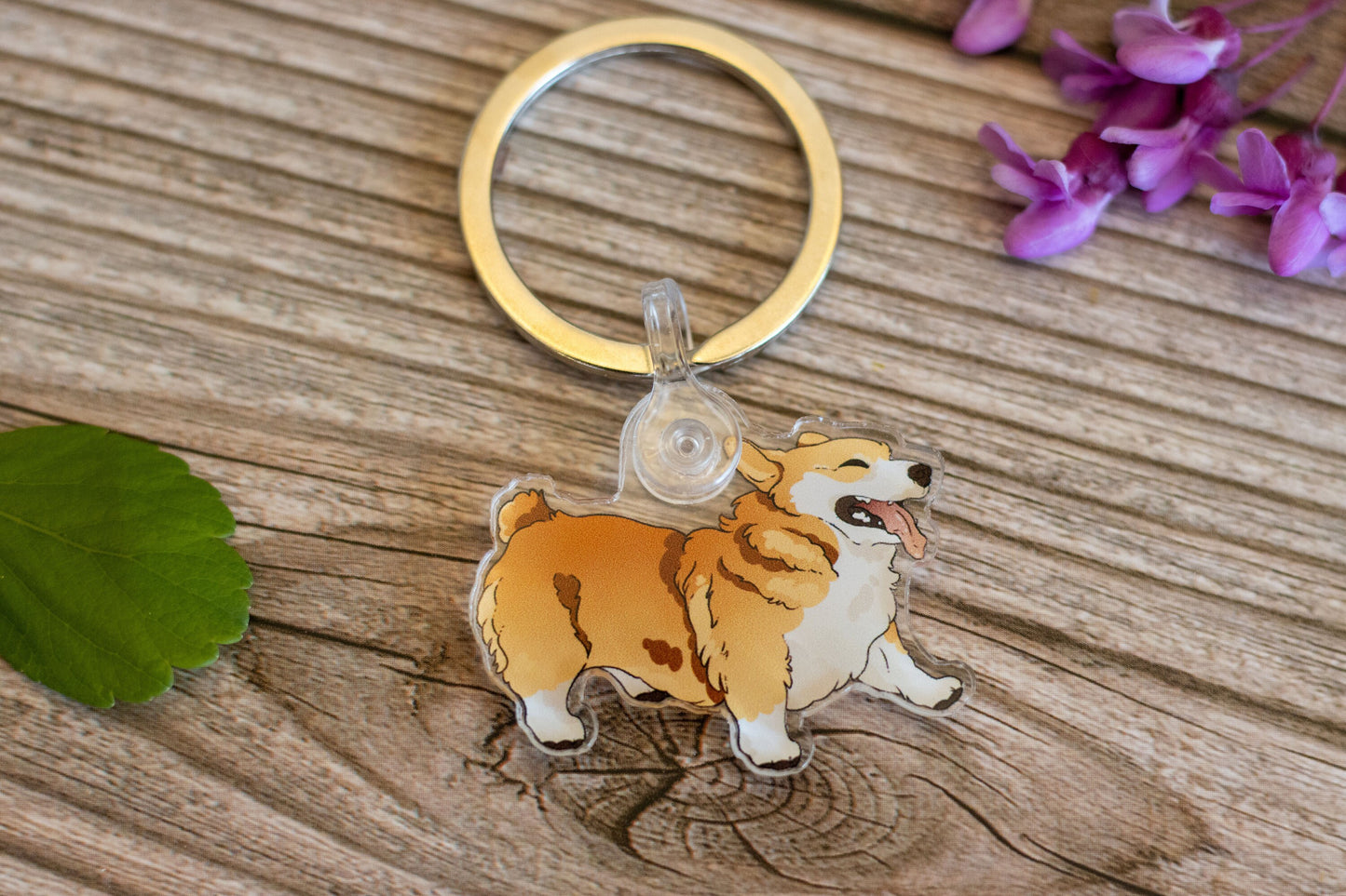 Tan Corgi Dog Acrylic Keychain