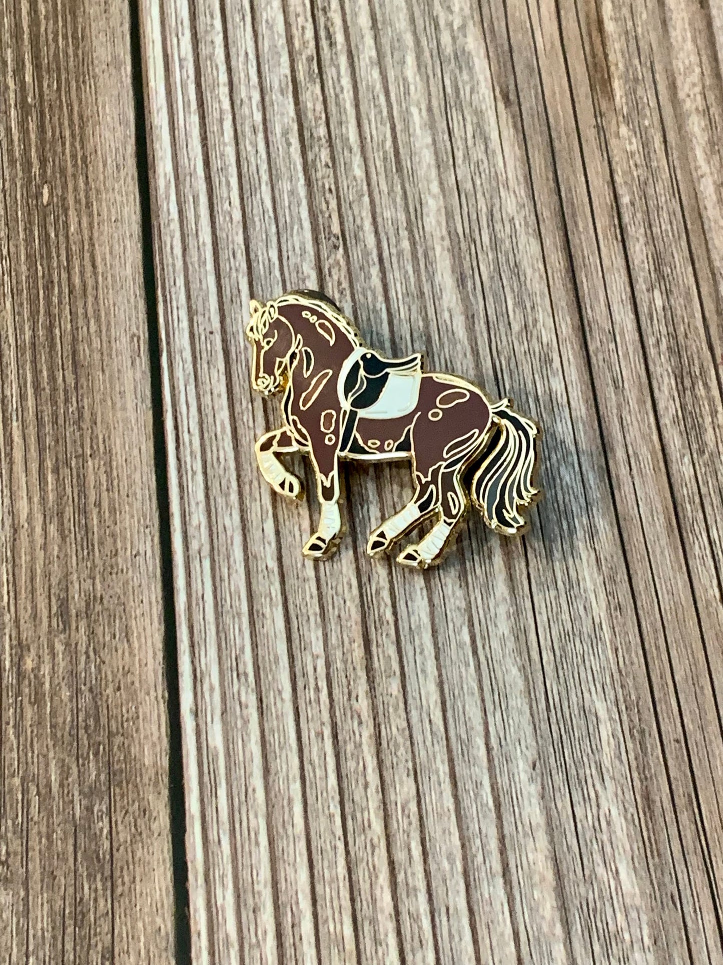 Bay Dressage Horse Enamel Pin