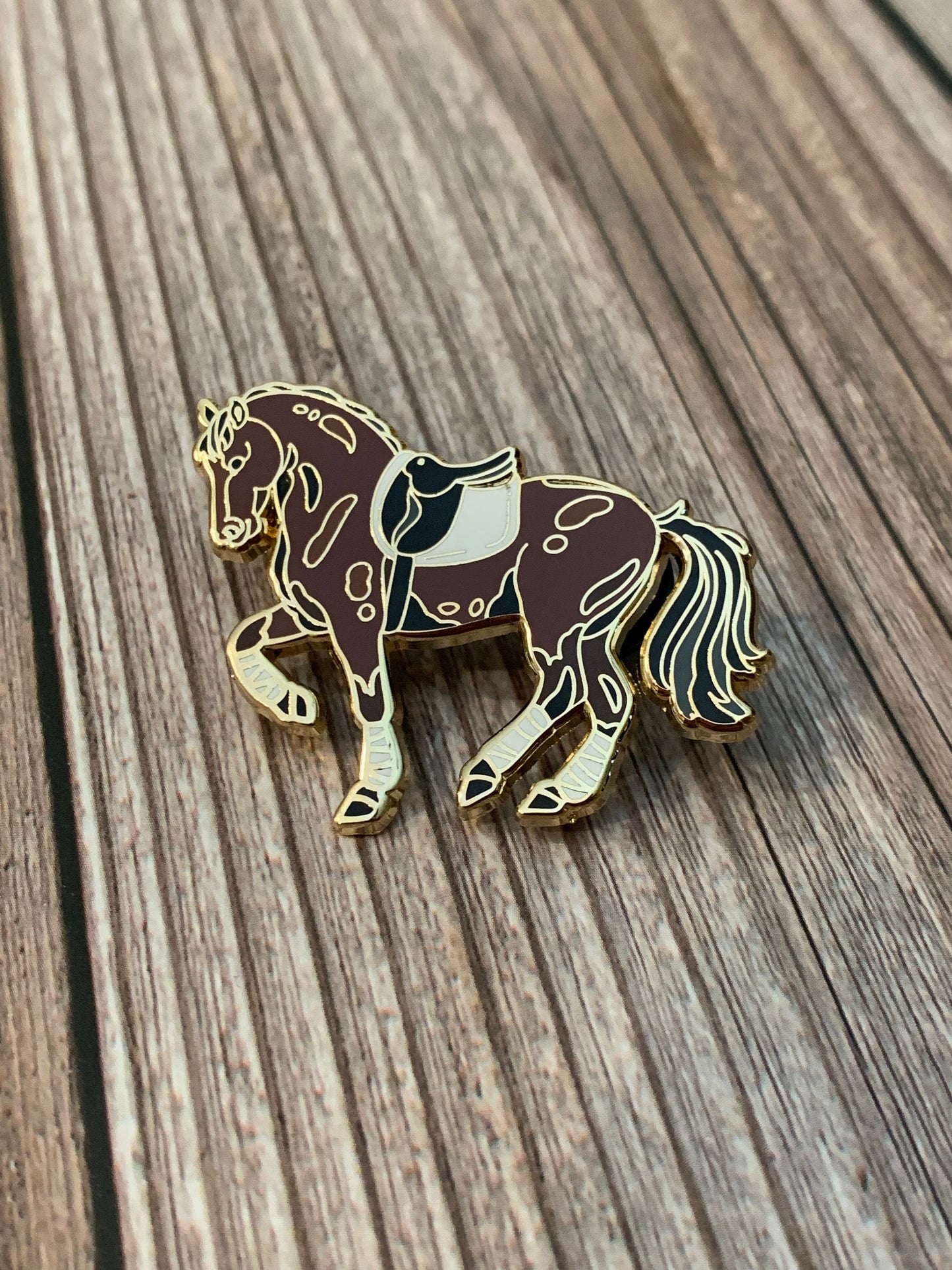 Bay Dressage Horse Enamel Pin