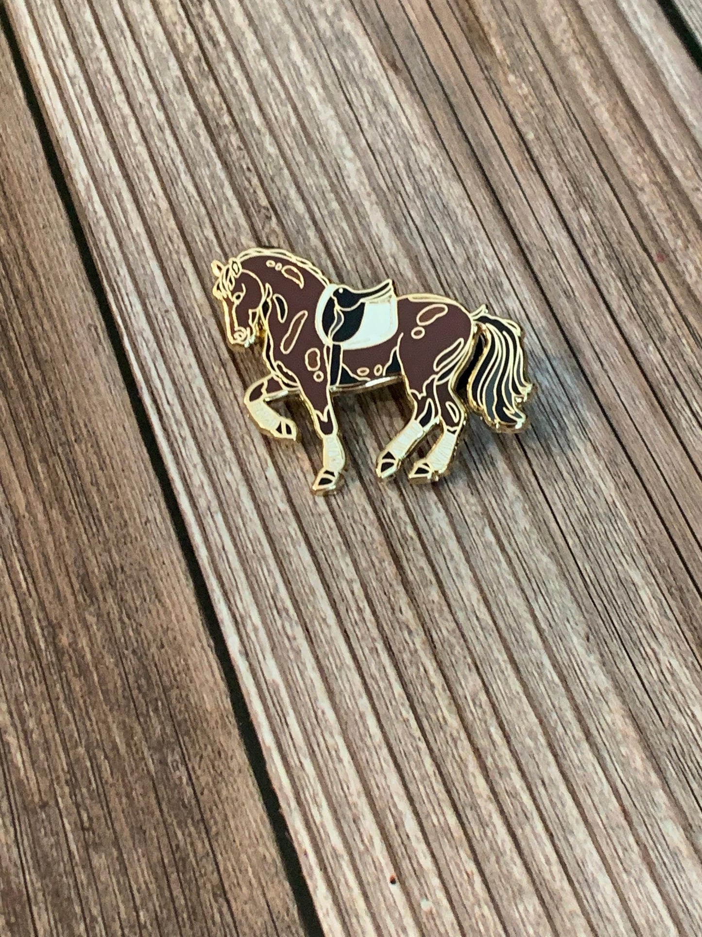 Bay Dressage Horse Enamel Pin