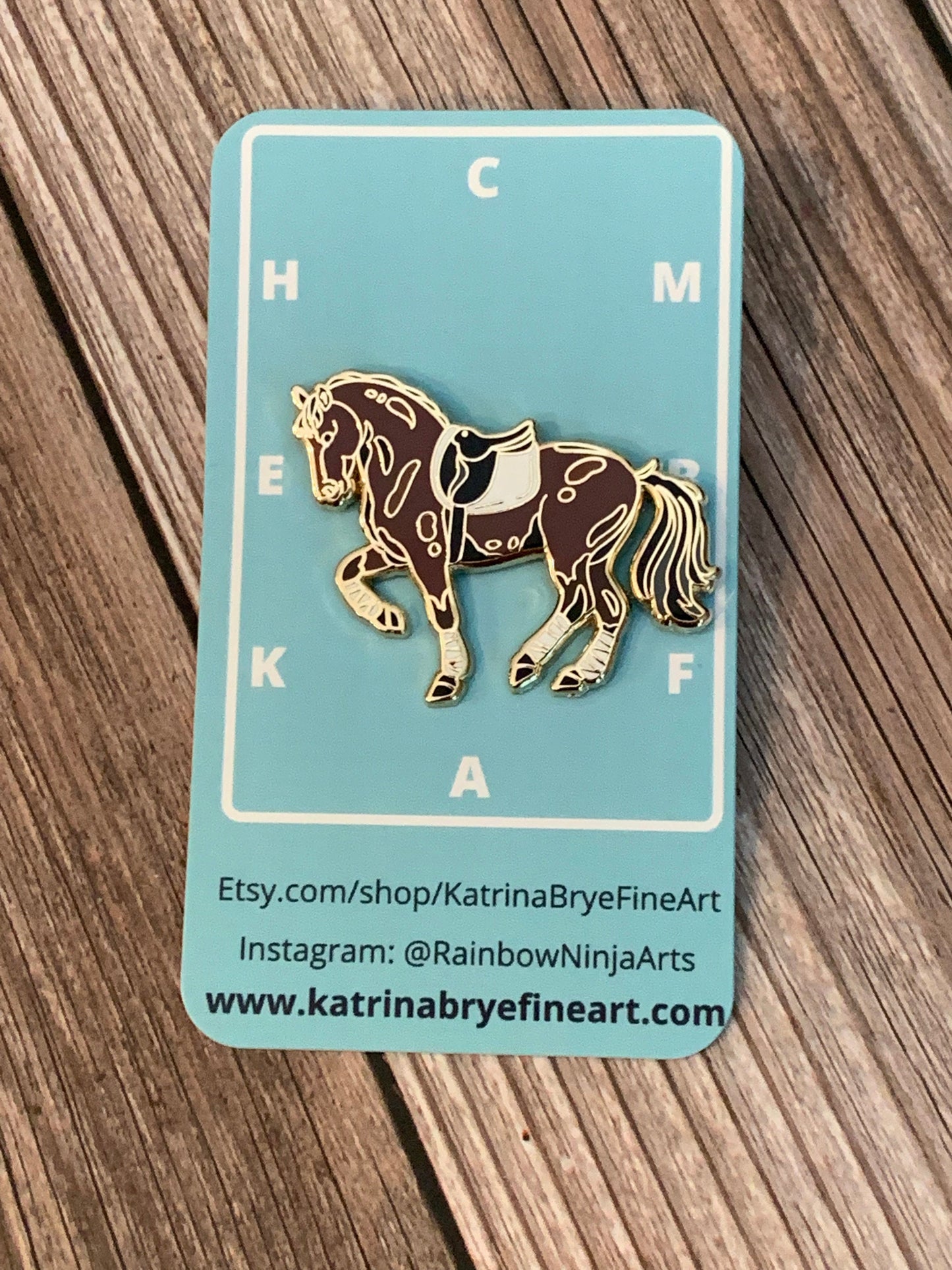 Bay Dressage Horse Enamel Pin