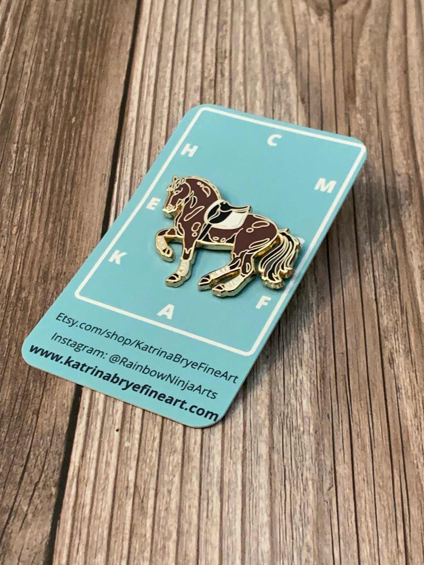 Bay Dressage Horse Enamel Pin