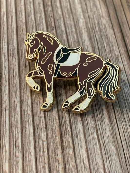 Bay Dressage Horse Enamel Pin