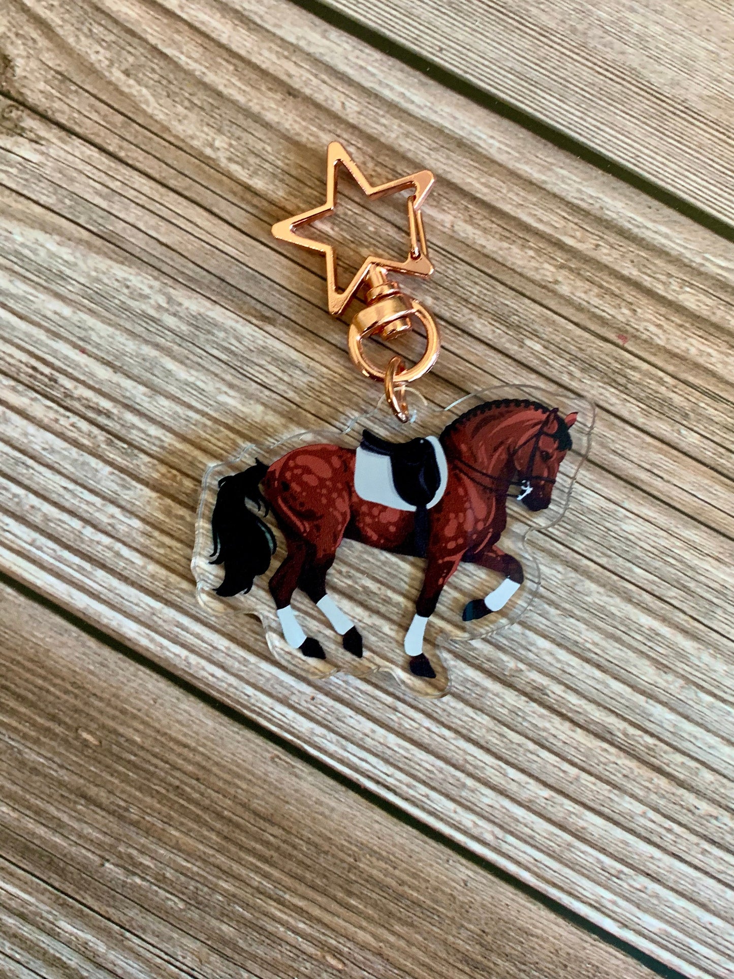 Bay Dressage Horse Acrylic Keychain