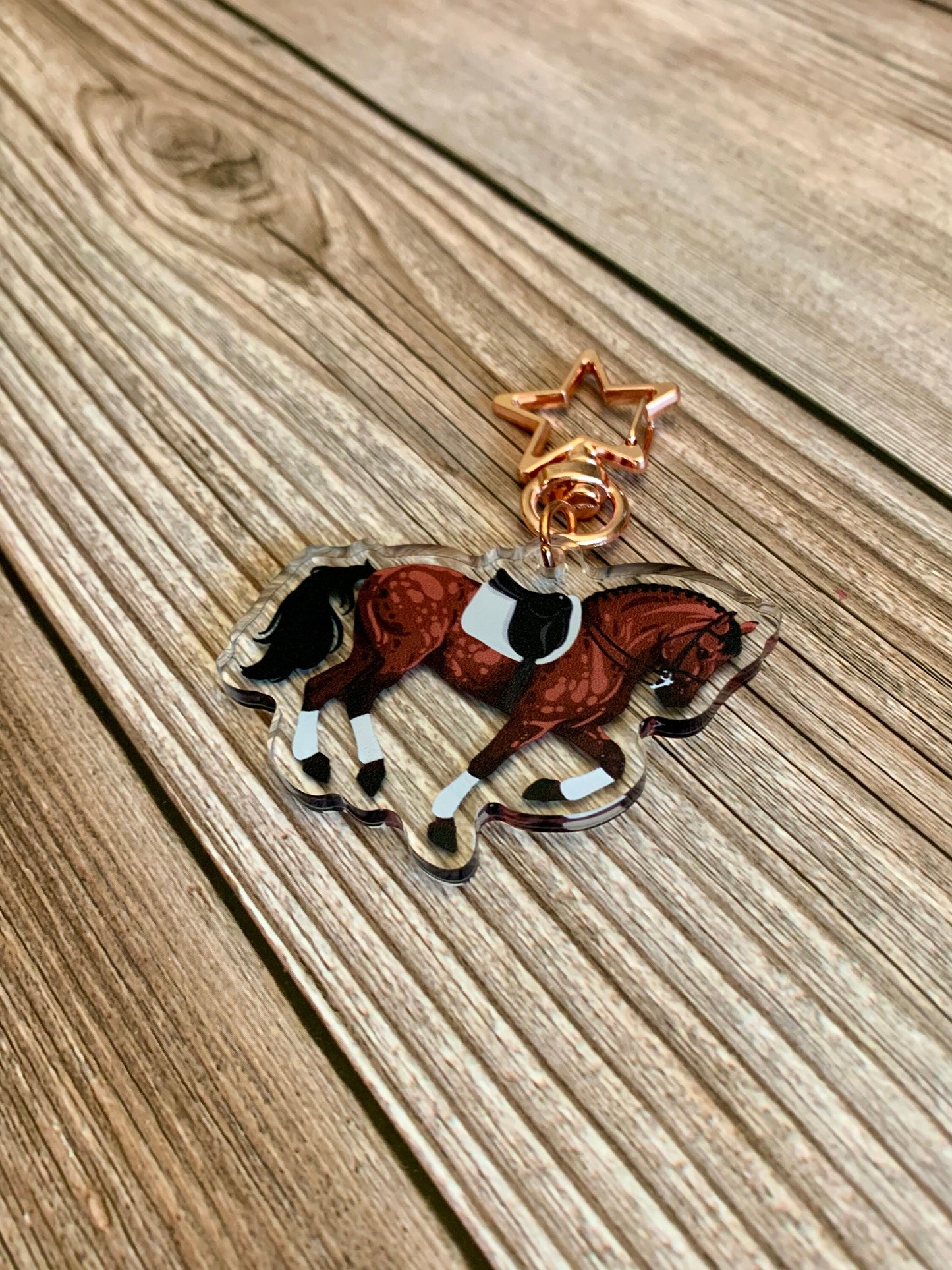 Bay Dressage Horse Acrylic Keychain