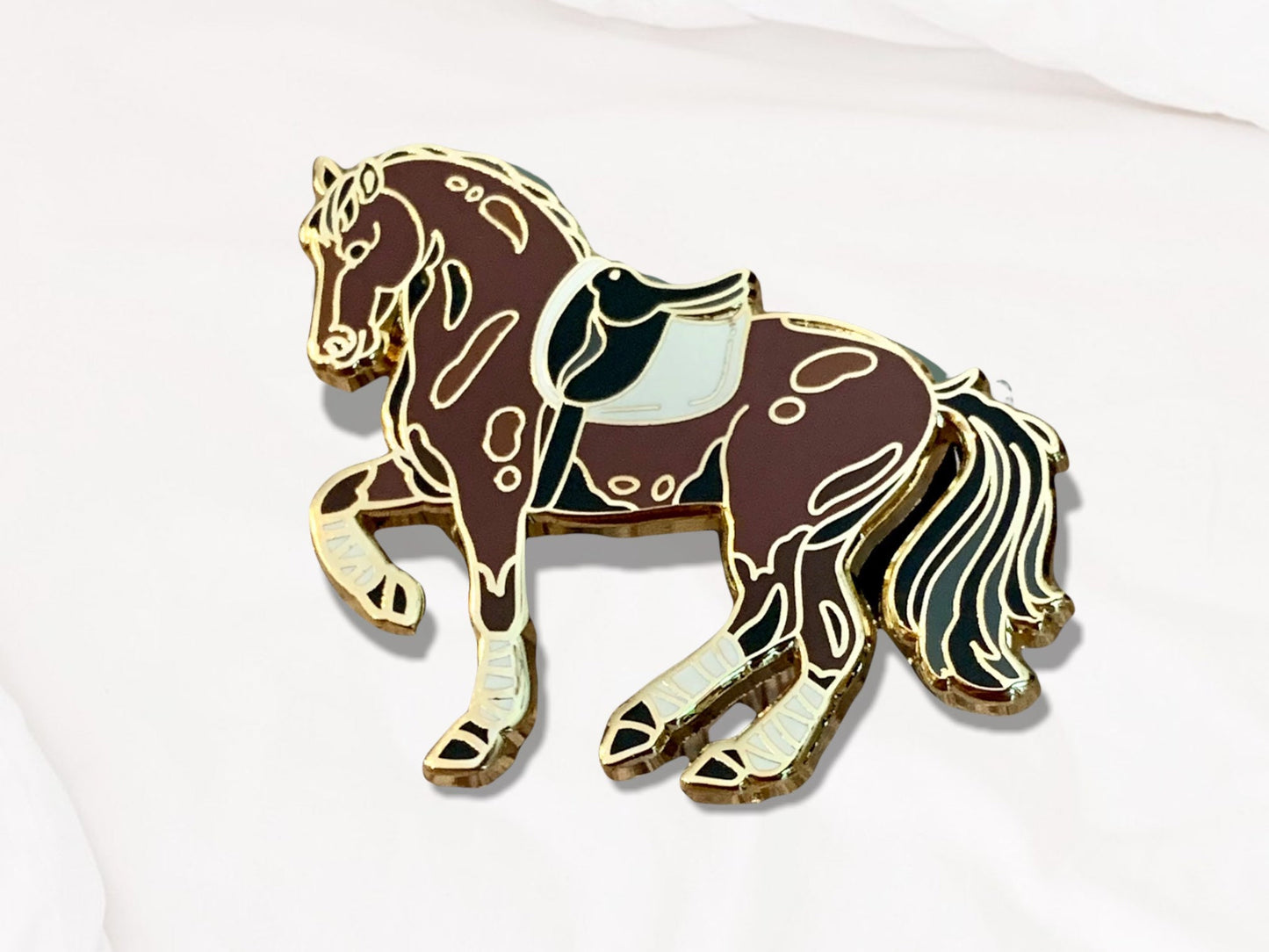 Bay Dressage Horse Enamel Pin