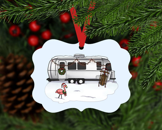 Double Sided Airstream Camper Christmas Ornament - 100% Eco-Friendly