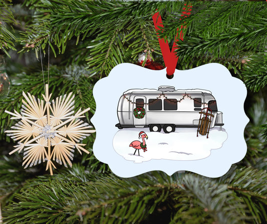 Double Sided Airstream Camper Christmas Ornament - 100% Eco-Friendly