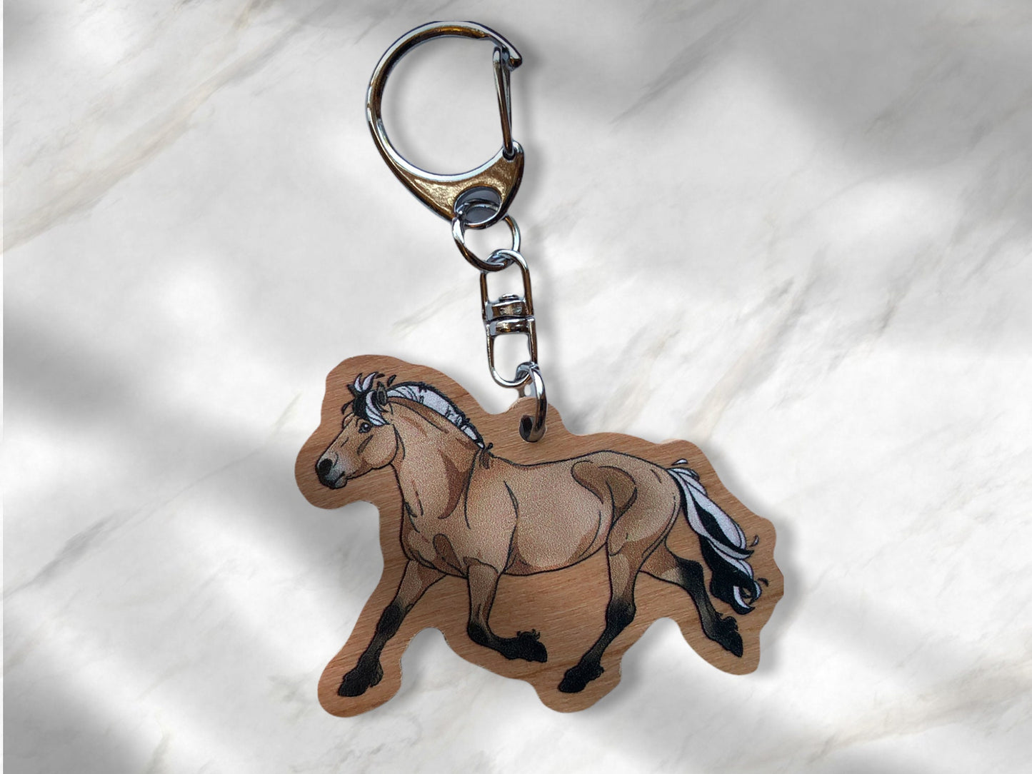 Norwegian Fjord Horse Wooden Keychain