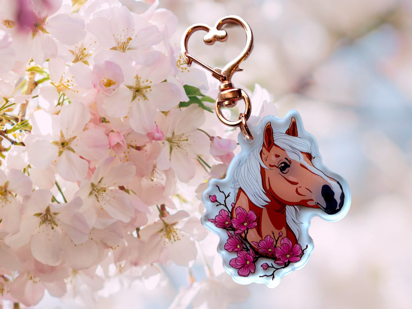 Floral Haflinger Horse Keychain