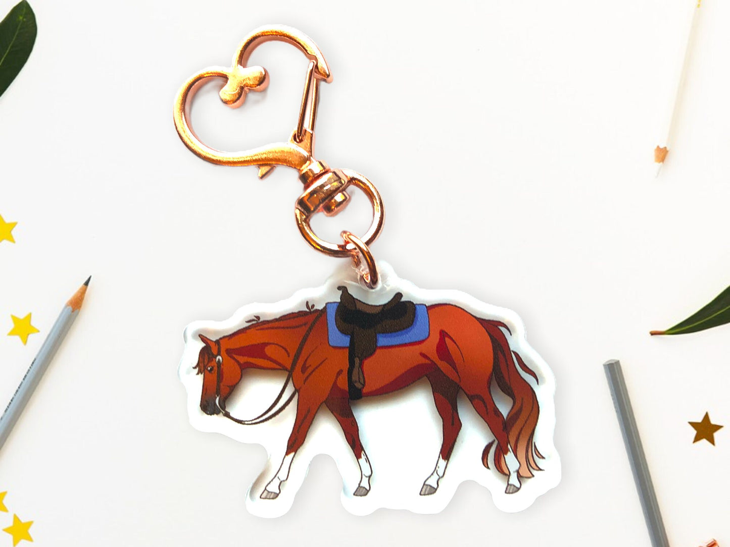 Chestnut Quarter Horse Western Acrylic Keychain