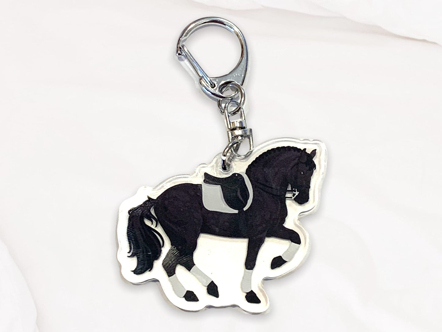 Black Dressage Horse Acrylic Keychain