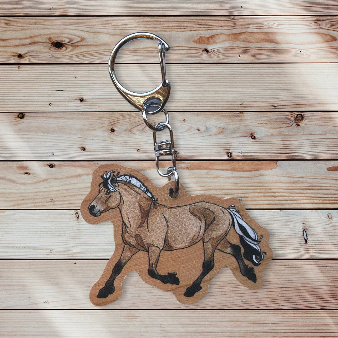 Norwegian Fjord Horse Wooden Keychain