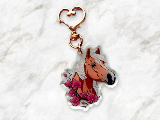 Floral Haflinger Horse Keychain