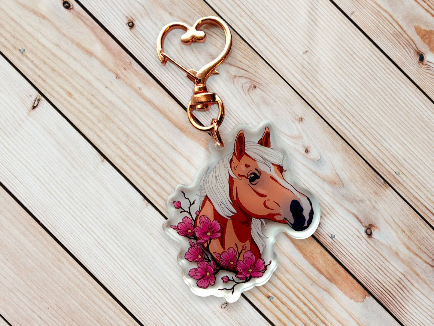 Floral Haflinger Horse Keychain