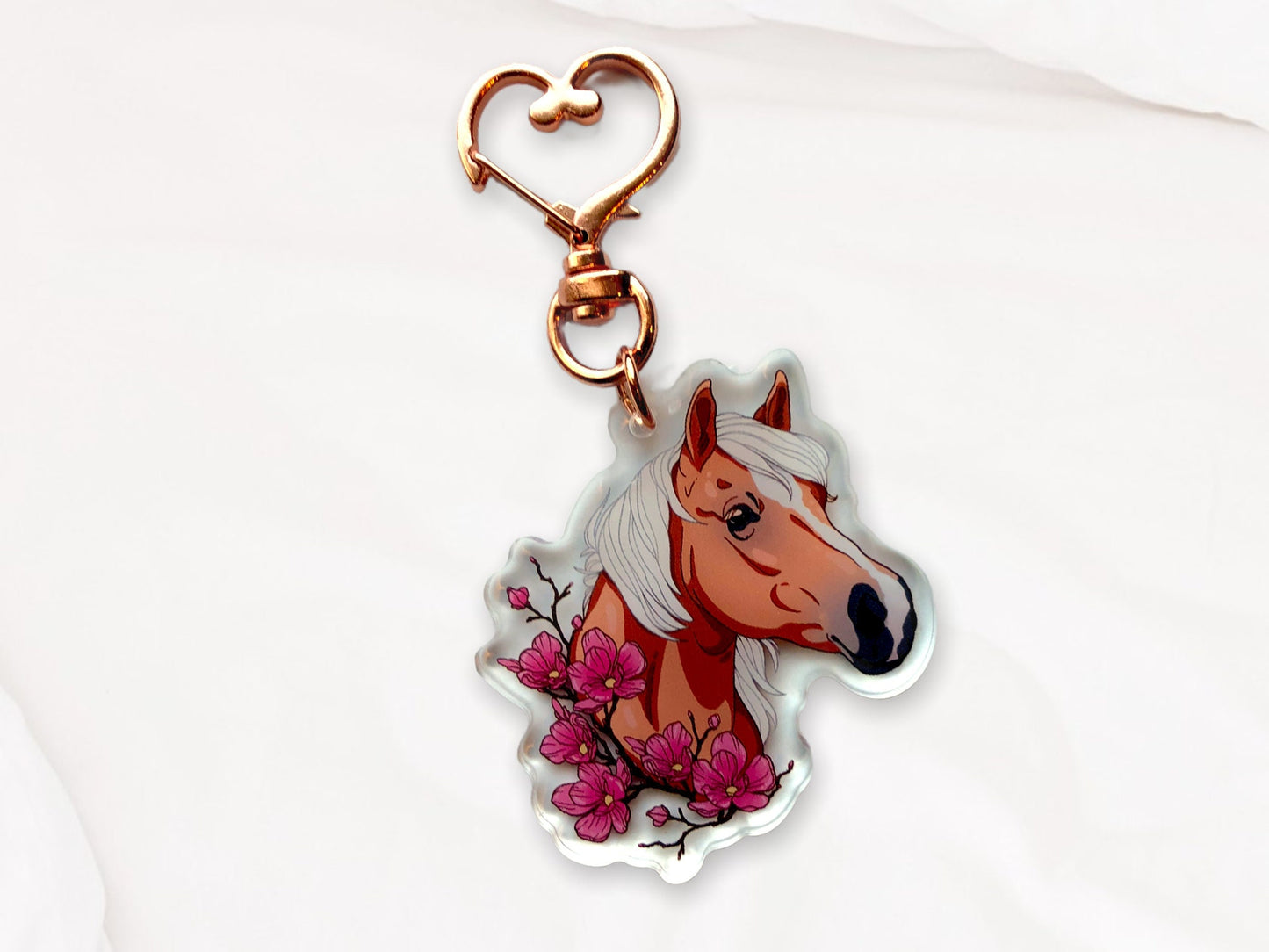 Floral Haflinger Horse Keychain