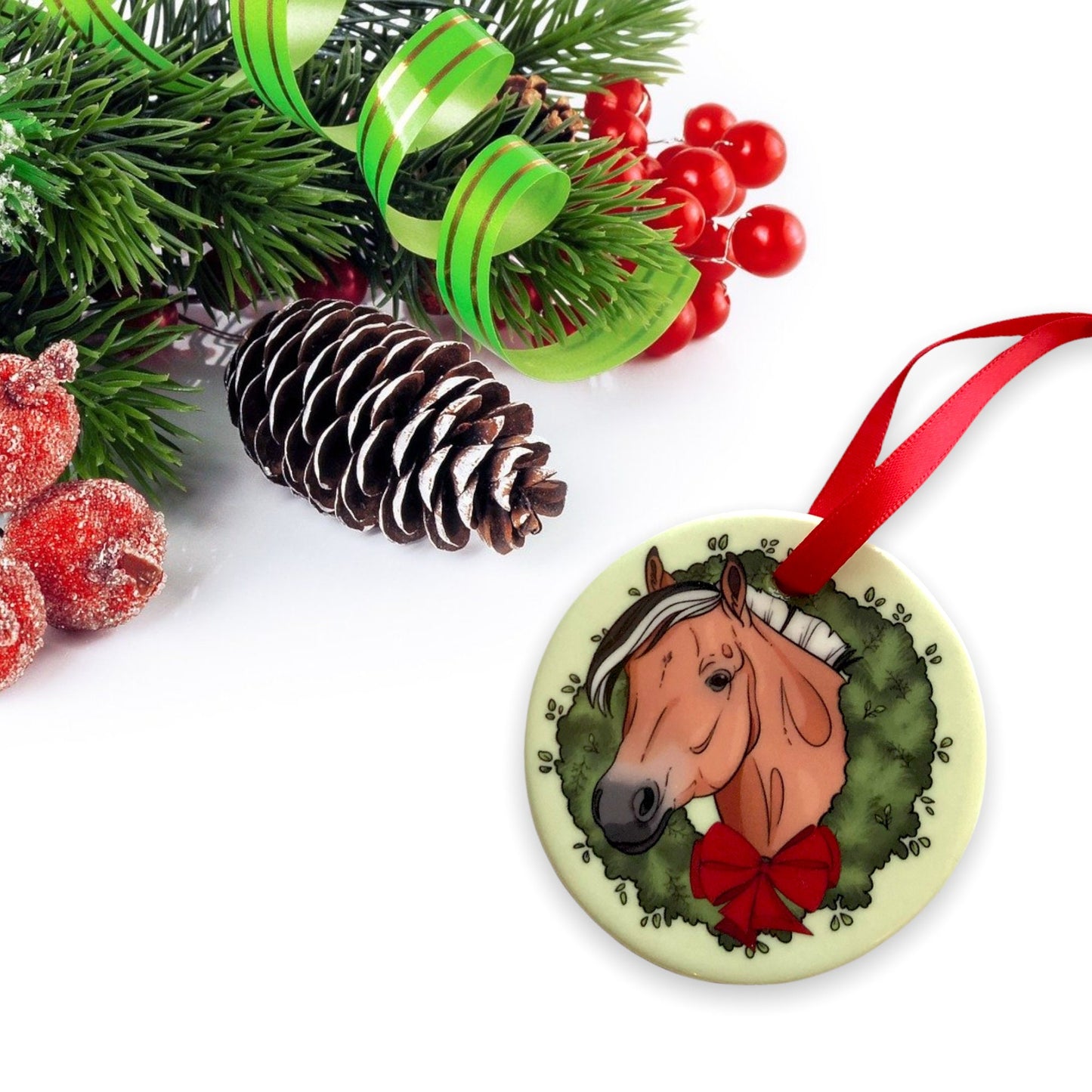 Fjord Horse Christmas Ornament - Double-Sided Porcelain