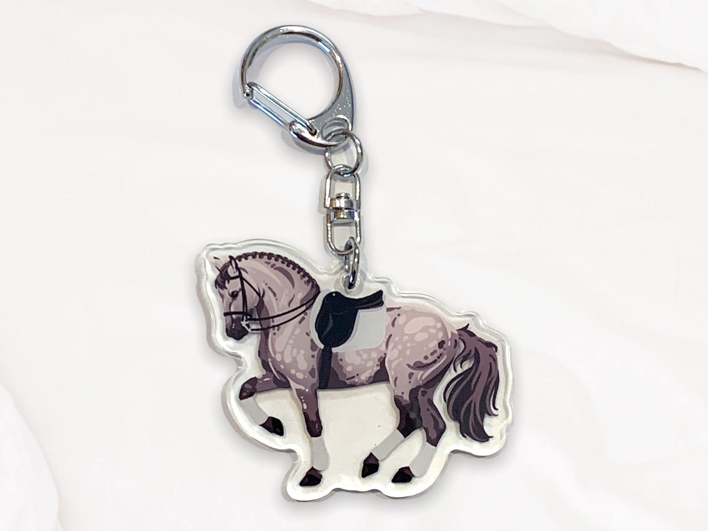 Dapple Gray Dressage Horse Keychain