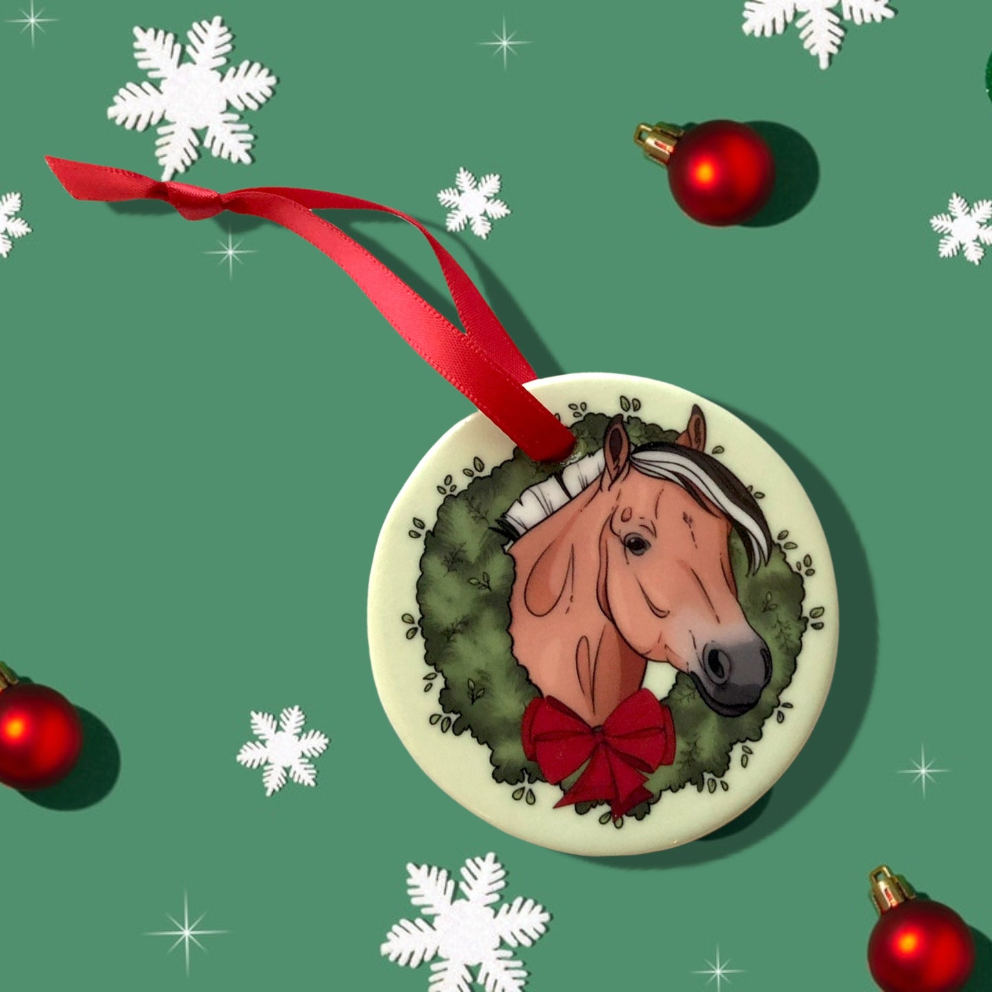 Fjord Horse Christmas Ornament - Double-Sided Porcelain